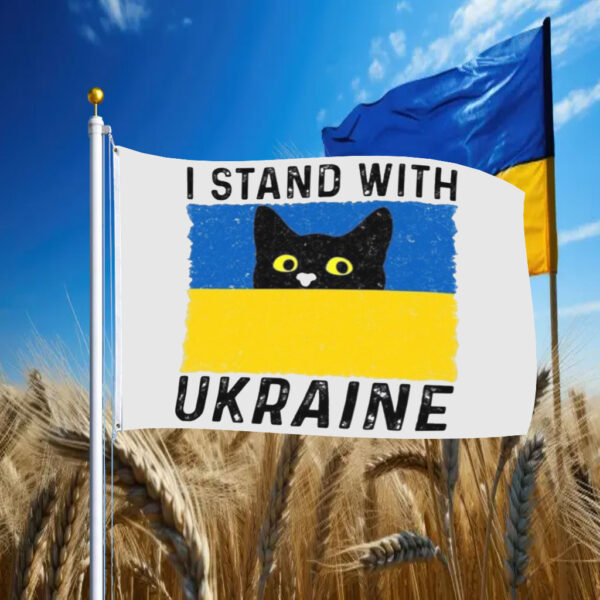 Cat I Stand With Ukraine Ukrainian Flag