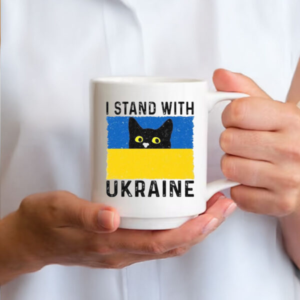 Cat I Stand With Ukraine Ukrainian Flag Mug