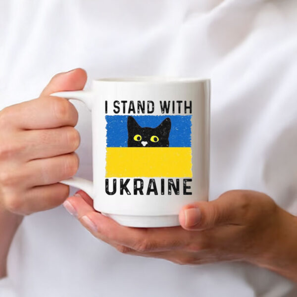 Cat I Stand With Ukraine Ukrainian Flag Mug