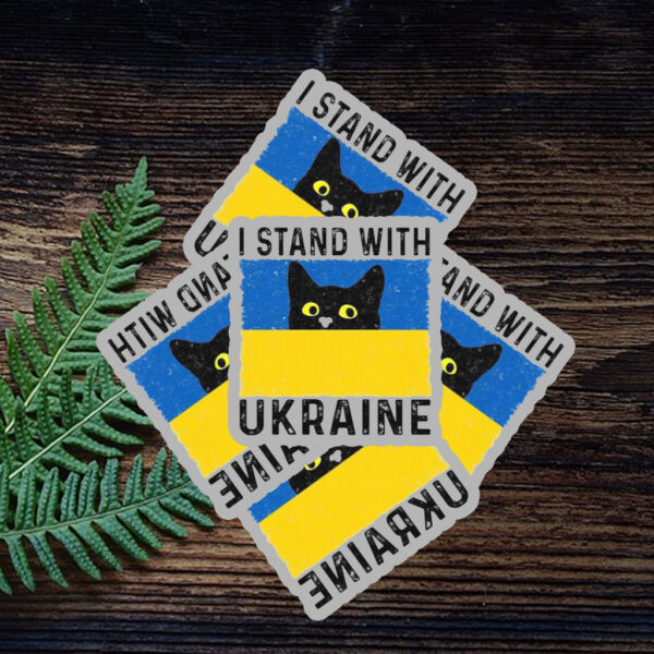 Cat I Stand With Ukraine Ukrainian Flag Sticker ,Car Magnet