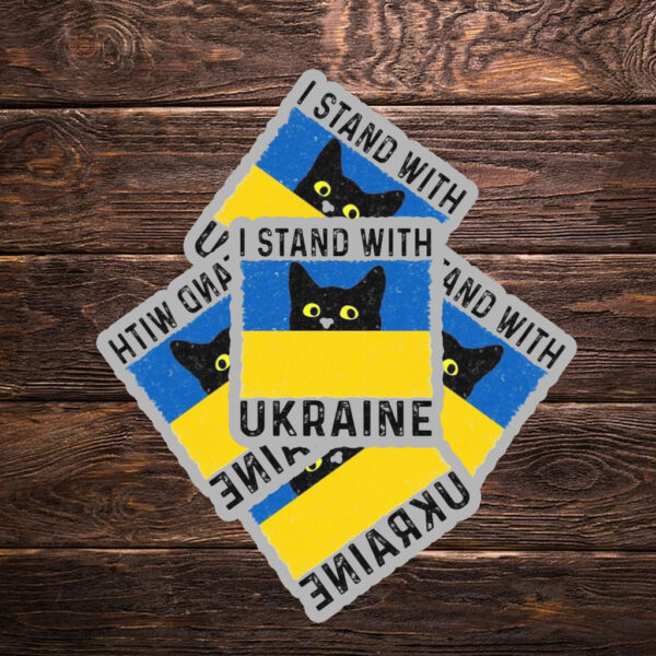 Cat I Stand With Ukraine Ukrainian Flag Sticker ,Car Magnet