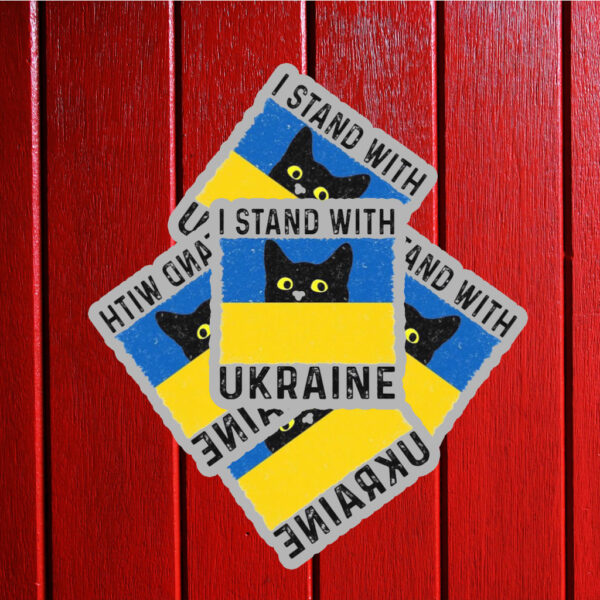 Cat I Stand With Ukraine Ukrainian Flag Sticker ,Car Magnet