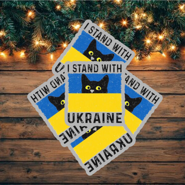 Cat I Stand With Ukraine Ukrainian Flag Sticker ,Car Magnet