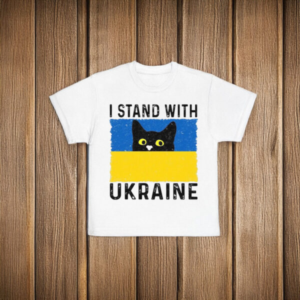 Cat I Stand With Ukraine Ukrainian Flag T-Shirt