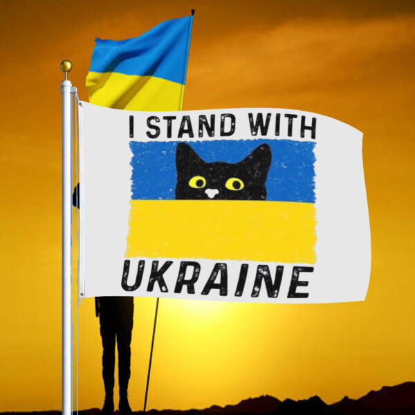 Cat I Stand With Ukraine Ukrainian Flag