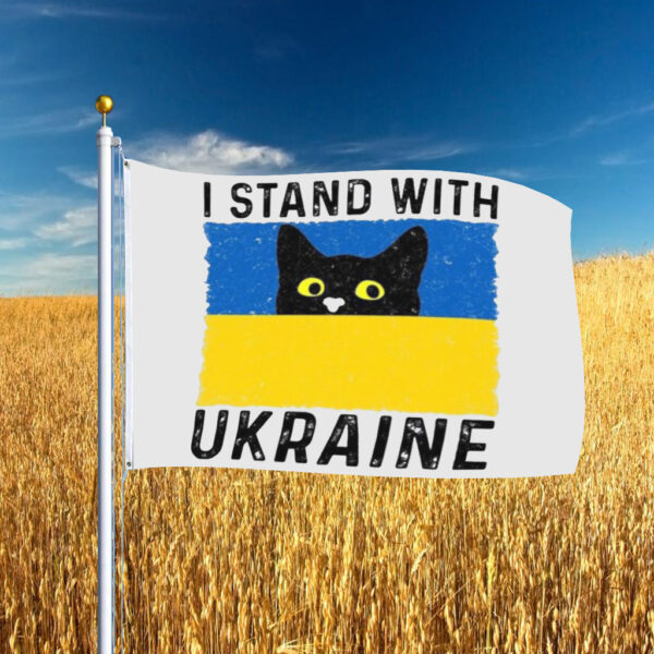 Cat I Stand With Ukraine Ukrainian Flag