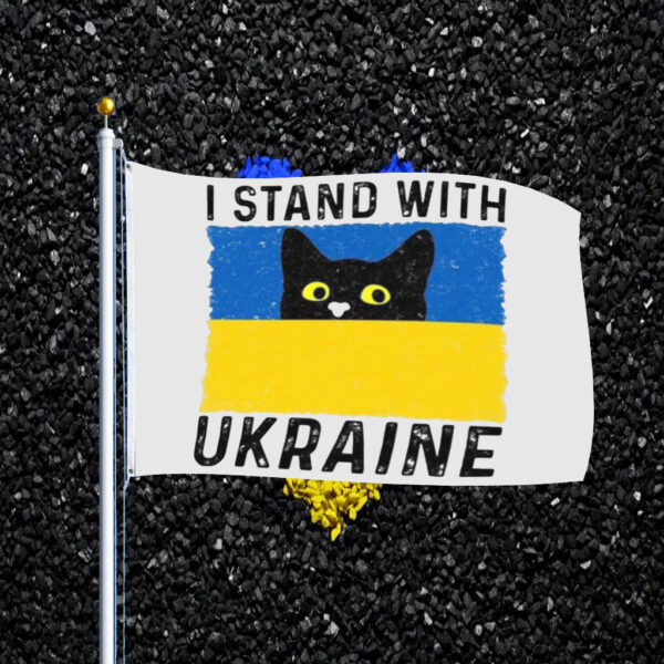 Cat I Stand With Ukraine Ukrainian Flag