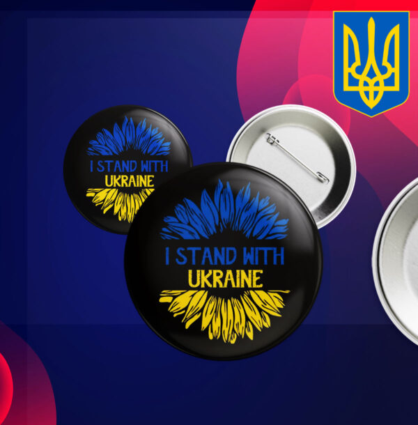 I Stand With Ukraine Button Anti Trump