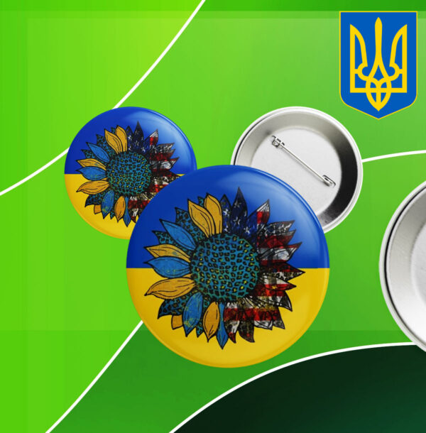 Official Peace For Ukraine Sunflower Button