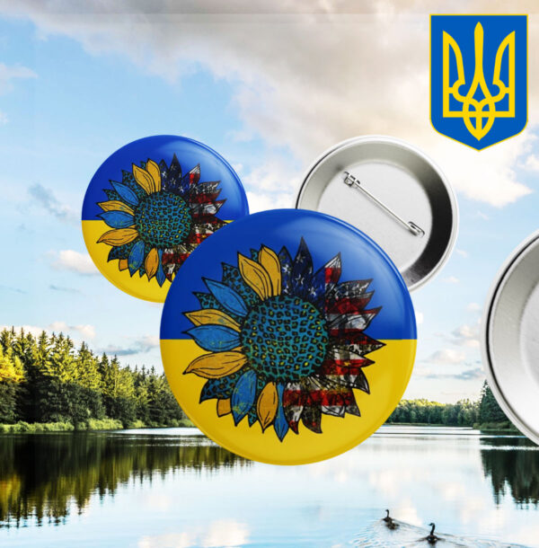 Official Peace For Ukraine Sunflower Button