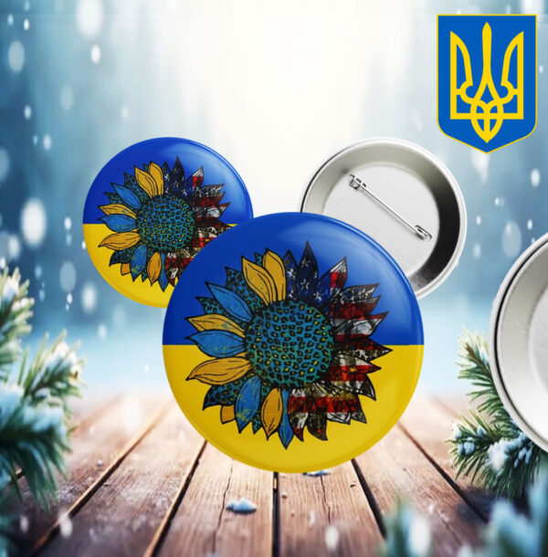 Official Peace For Ukraine Sunflower Button