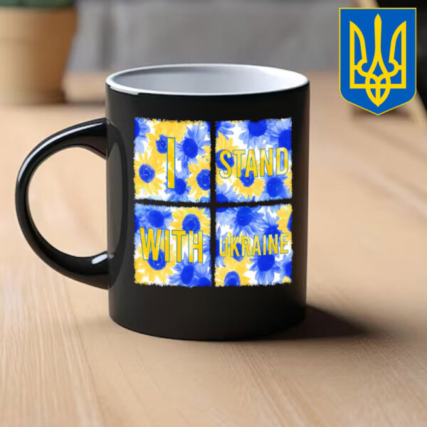 Stand With Ukraine Blue Yellow Sunflower Mug