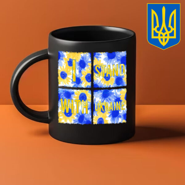 Stand With Ukraine Blue Yellow Sunflower Mug