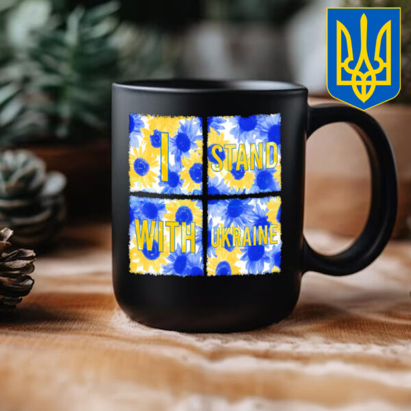 Stand With Ukraine Blue Yellow Sunflower Mug