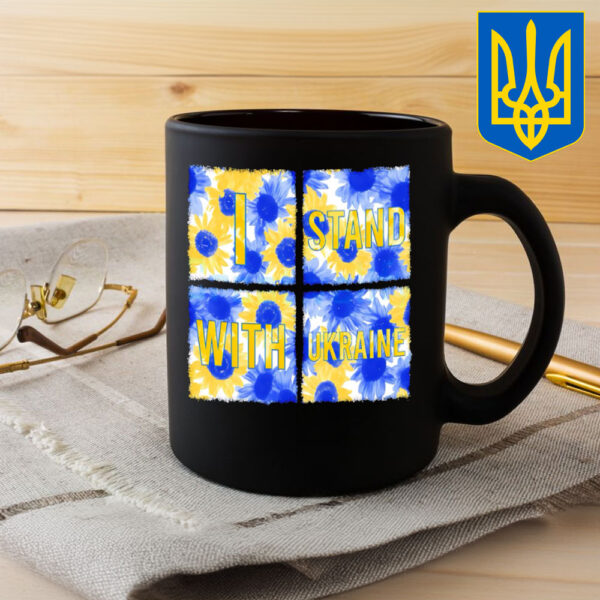 Stand With Ukraine Blue Yellow Sunflower Mug