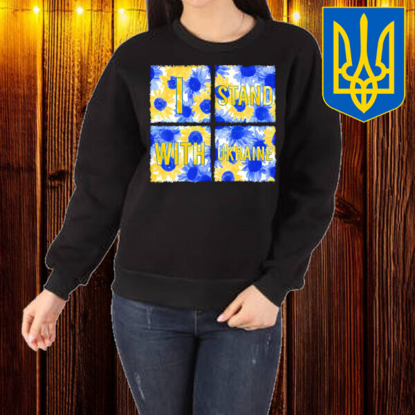 Stand With Ukraine Blue Yellow Sunflower T-Shirt