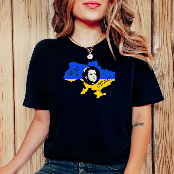 Volodymyr Zelenskyy Glory to Ukraine Country Map Outline T-Shirt