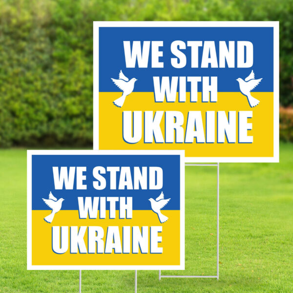 We Stand With Ukraine Yard Lawn Signs